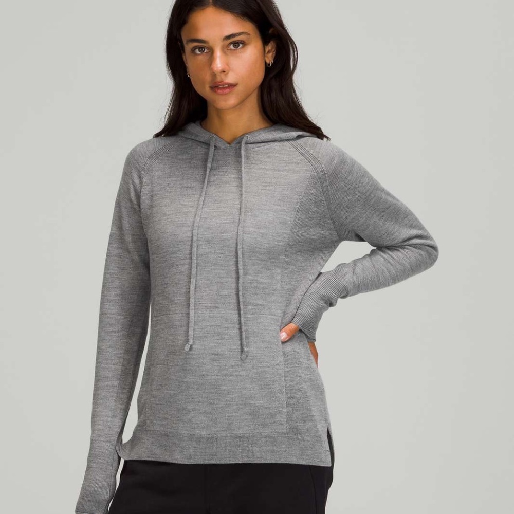 LULULEMON Light Merino Wool Hoodie Heathered Core Medium Grey